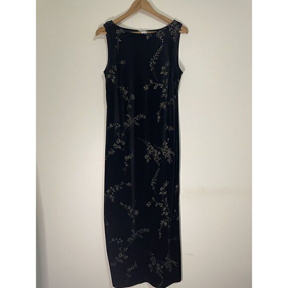 CDC Stretch Velvet Black Dress Womens Size 10 Full Length Sleeveless - Picture 1 of 4
